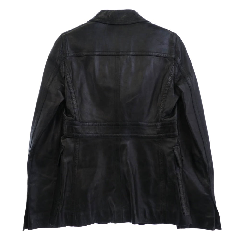 GUCCI グッチ レザー テーラードジャケット ブラック系 40【中古】
