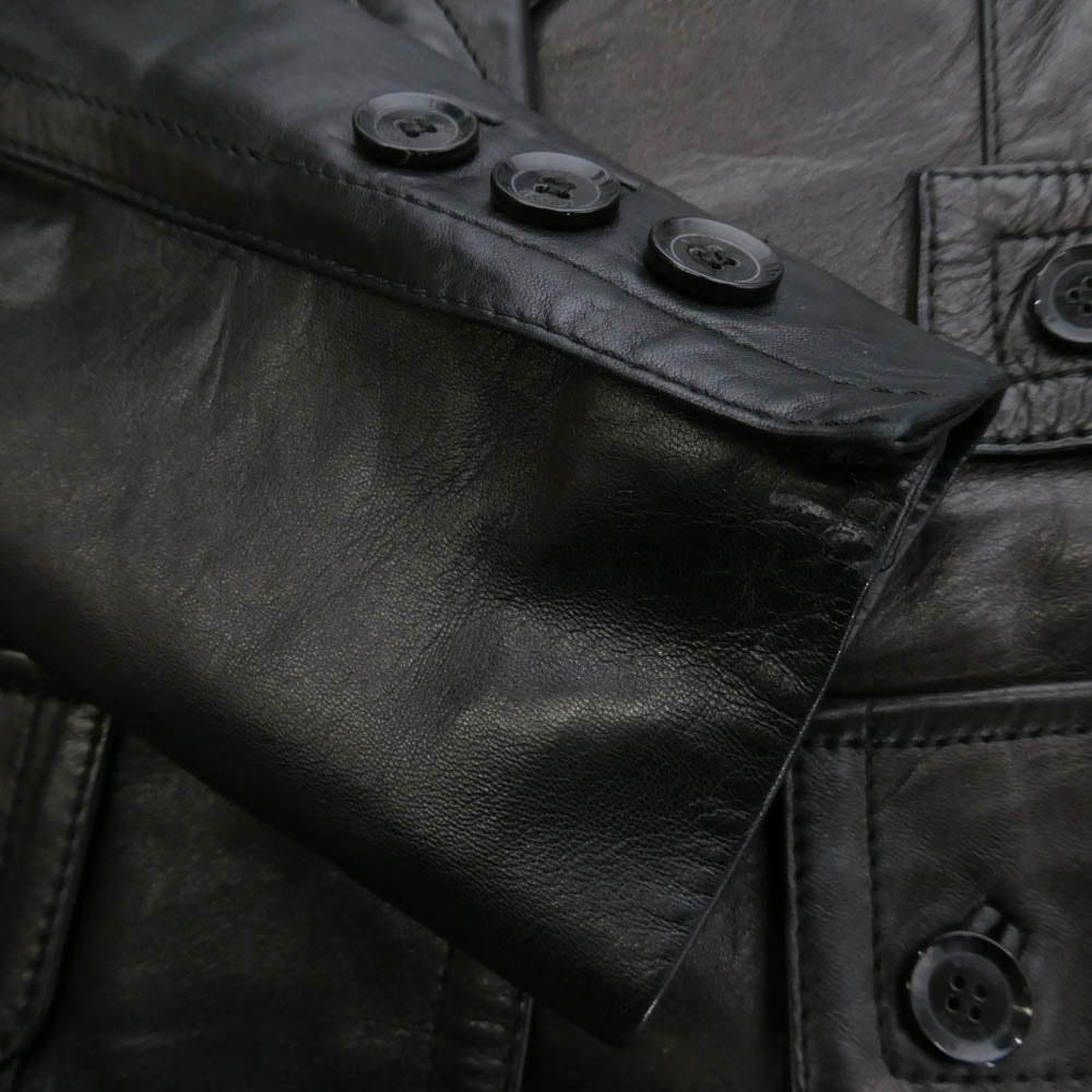 GUCCI グッチ レザー テーラードジャケット ブラック系 40【中古】