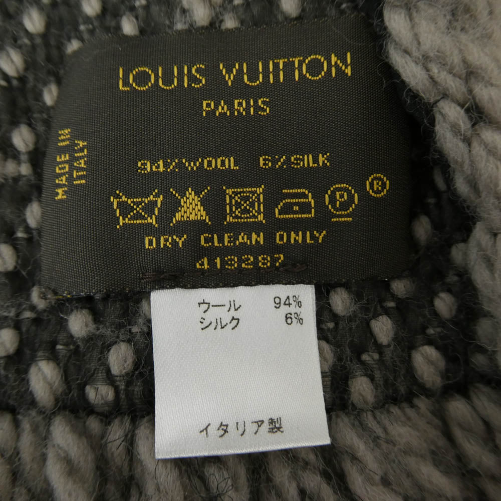 LOUIS VUITTON ルイ・ヴィトン 413287 エシャルプ ロゴマニア シルク混 マフラー グレー系【中古】