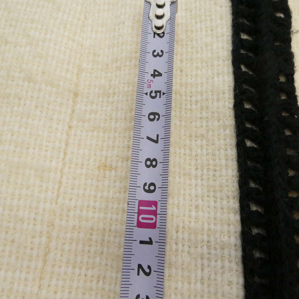 CHANEL シャネル P16295V08789 ココマーク付き ノーカラー モヘア混 ツイード ワンピース オフホワイト系 40【中古】
