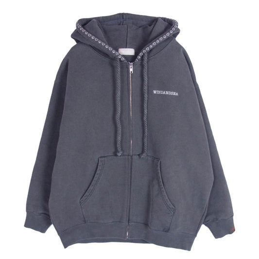 WIND AND SEA ウィンダンシー 25AW WDS-O-HTSP-25-Q2 スペード 刺繍 ジップアップ フーディー パーカー グレー系 M【美品】【中古】