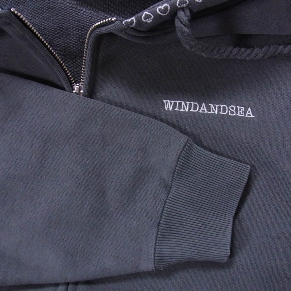WIND AND SEA ウィンダンシー 25AW WDS-O-HTSP-25-Q2 スペード 刺繍 ジップアップ フーディー パーカー グレー系 M【美品】【中古】