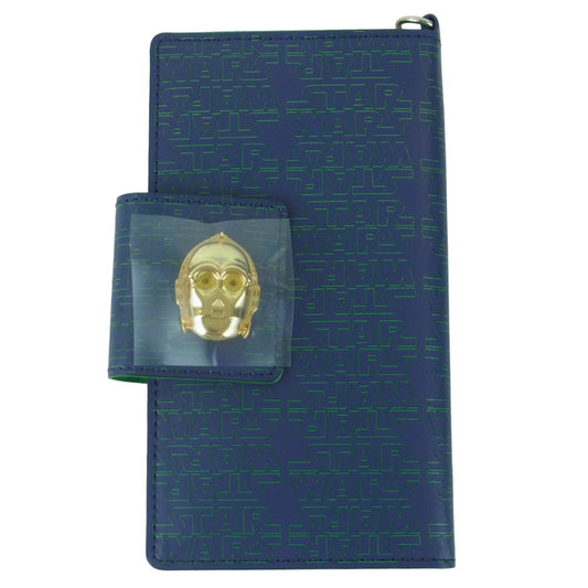 MUVEIL ミュベール MA203EOS004 airlist STAR WARS スターウォーズ ロゴレザー 手帳型 スマホケース ネイビー系 グリーン系 F【極上美品】【中古】