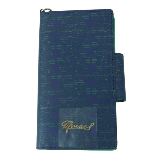 MUVEIL ミュベール MA203EOS004 airlist STAR WARS スターウォーズ ロゴレザー 手帳型 スマホケース ネイビー系 グリーン系 F【極上美品】【中古】