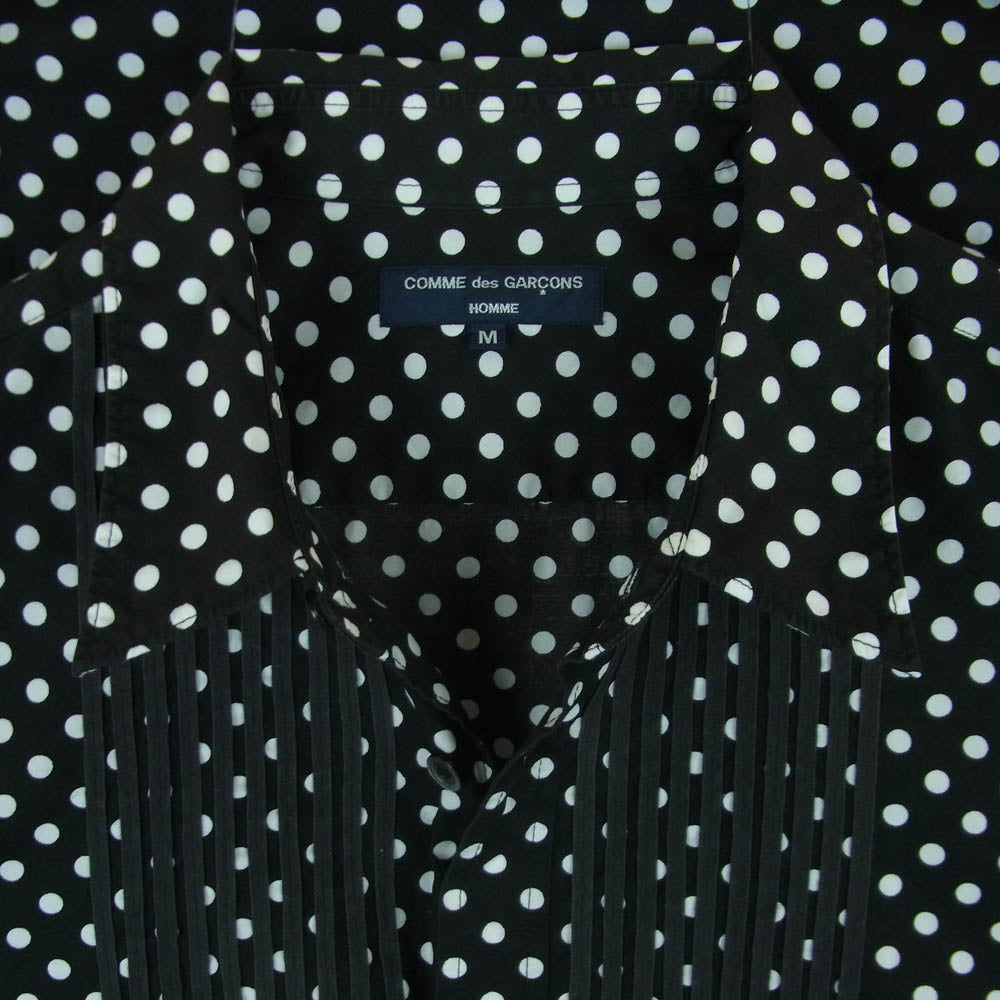 COMME des GARCONS HOMME コムデギャルソンオム 07SS HS-B011 AD2006 ドット フロントデザイン 長袖 ドレス シャツ ブラック系 ホワイト系 M【中古】
