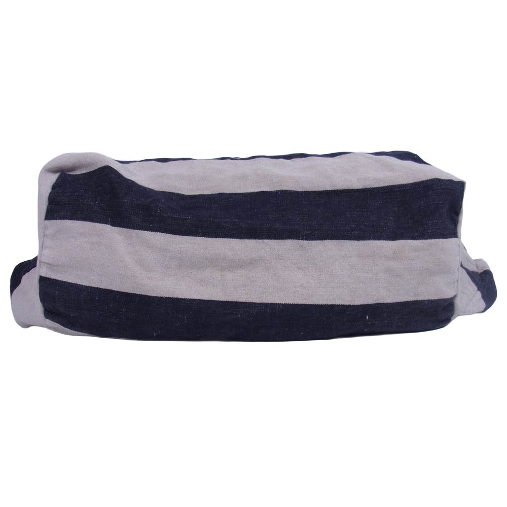 ダニエラグレジス リネン100％ ボーダー トートバッグ ブラック系【中古】