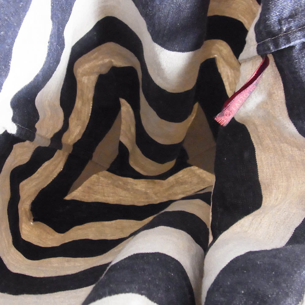 ダニエラグレジス リネン100％ ボーダー トートバッグ ブラック系【中古】