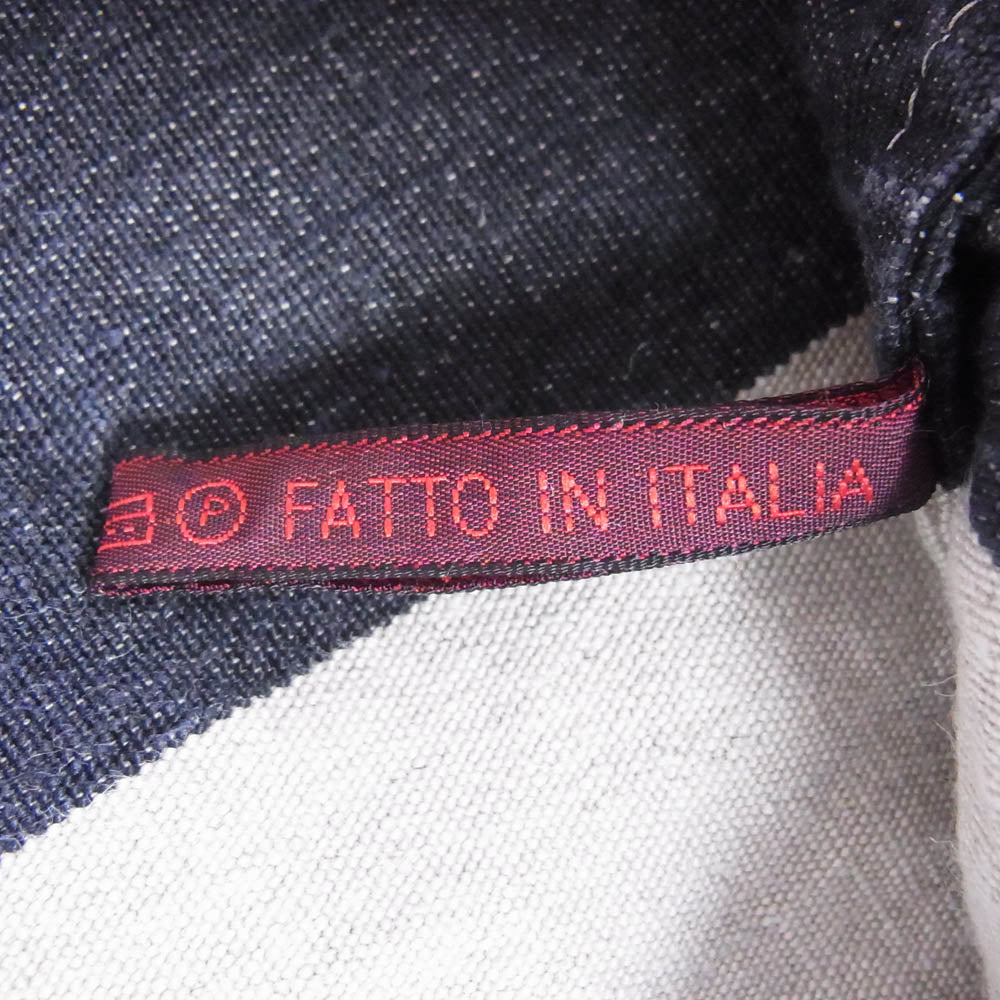 ダニエラグレジス リネン100％ ボーダー トートバッグ ブラック系【中古】