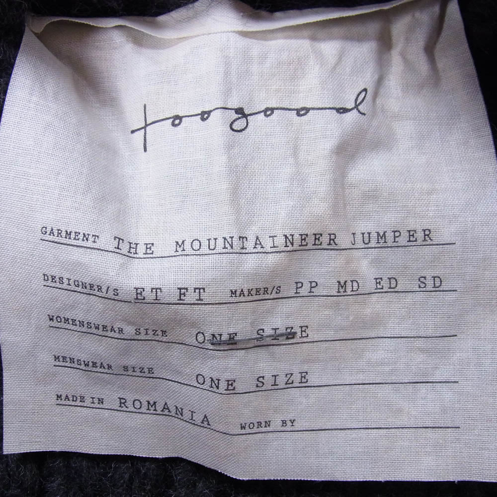 トゥーグッド THE MOUNTAINEER JUMPER HAND KINT WOOL ボトルネック ノースリーブ ニット ベスト チャコール系 ONE SIZE【中古】