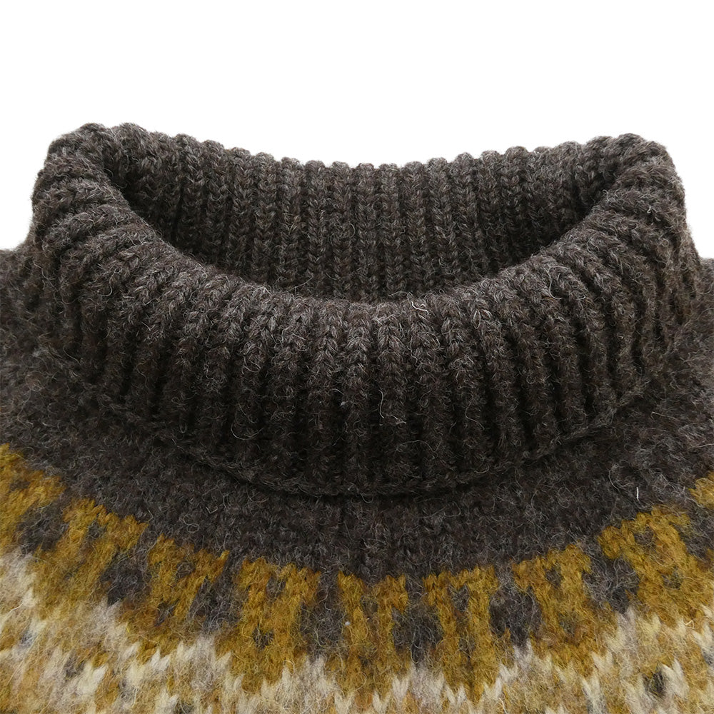 CELINE セリーヌ 2A08T 120O Wool short knit sweater ノルディック ハイネック クロップド ショート ニット セーター ブラウン系 S【中古】