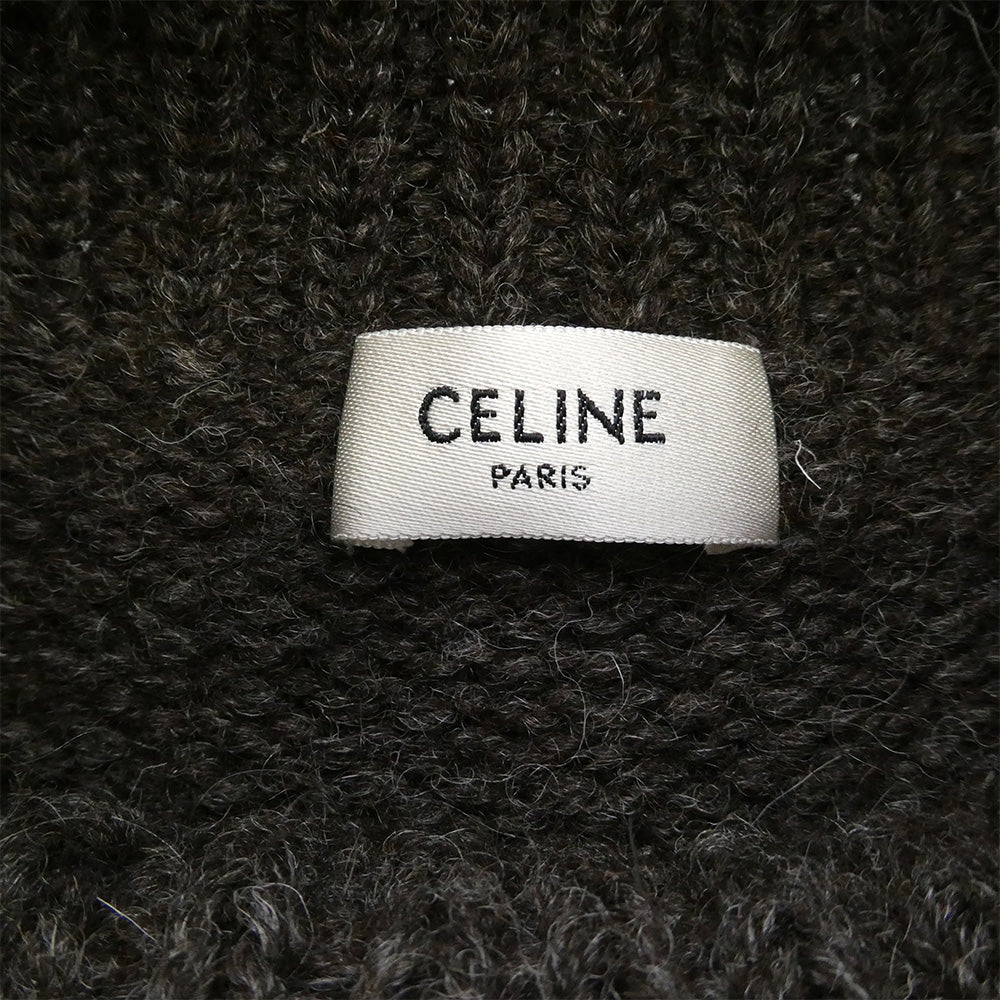 CELINE セリーヌ 2A08T 120O Wool short knit sweater ノルディック ハイネック クロップド ショート ニット セーター ブラウン系 S【中古】