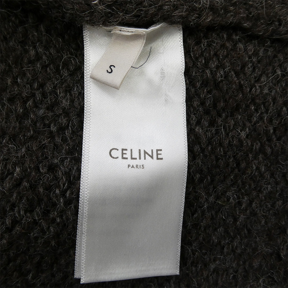 CELINE セリーヌ 2A08T 120O Wool short knit sweater ノルディック ハイネック クロップド ショート ニット セーター ブラウン系 S【中古】