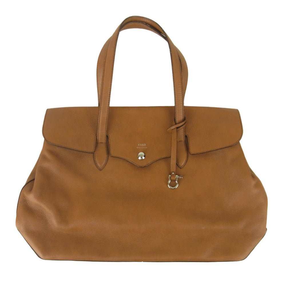 FARO ファーロ FRATELLI MOUSSE SEASON COLOR キャメル レザー トート バッグ イタリア製 ブラウン系【中古】