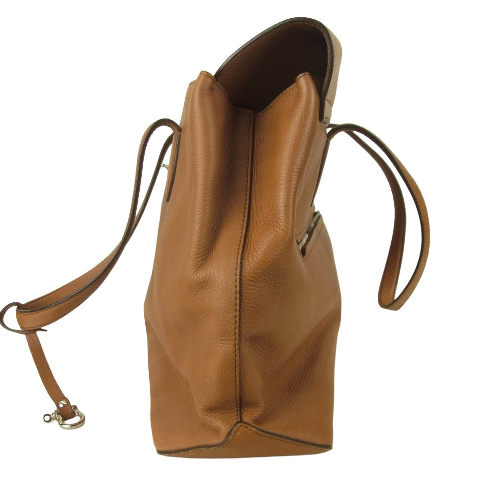 FARO ファーロ FRATELLI MOUSSE SEASON COLOR キャメル レザー トート バッグ イタリア製 ブラウン系【中古】