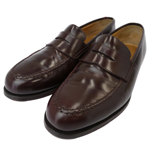 CROCKETT&JONES クロケットアンドジョーンズ BOSTON ボストン 純正シューツリー付属 314ラスト レザーソール バーガンディ カーフ レザーシューズ ブラウン系 7 1/2 E【中古】