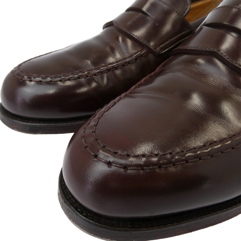 CROCKETT&JONES クロケットアンドジョーンズ BOSTON ボストン 純正シューツリー付属 314ラスト レザーソール バーガンディ カーフ レザーシューズ ブラウン系 7 1/2 E【中古】