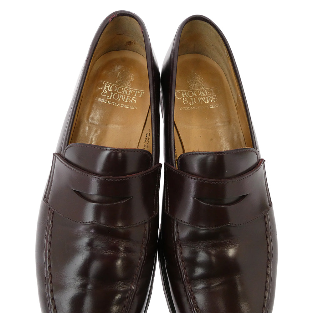 CROCKETT&JONES クロケットアンドジョーンズ BOSTON ボストン 純正シューツリー付属 314ラスト レザーソール バーガンディ カーフ レザーシューズ ブラウン系 7 1/2 E【中古】