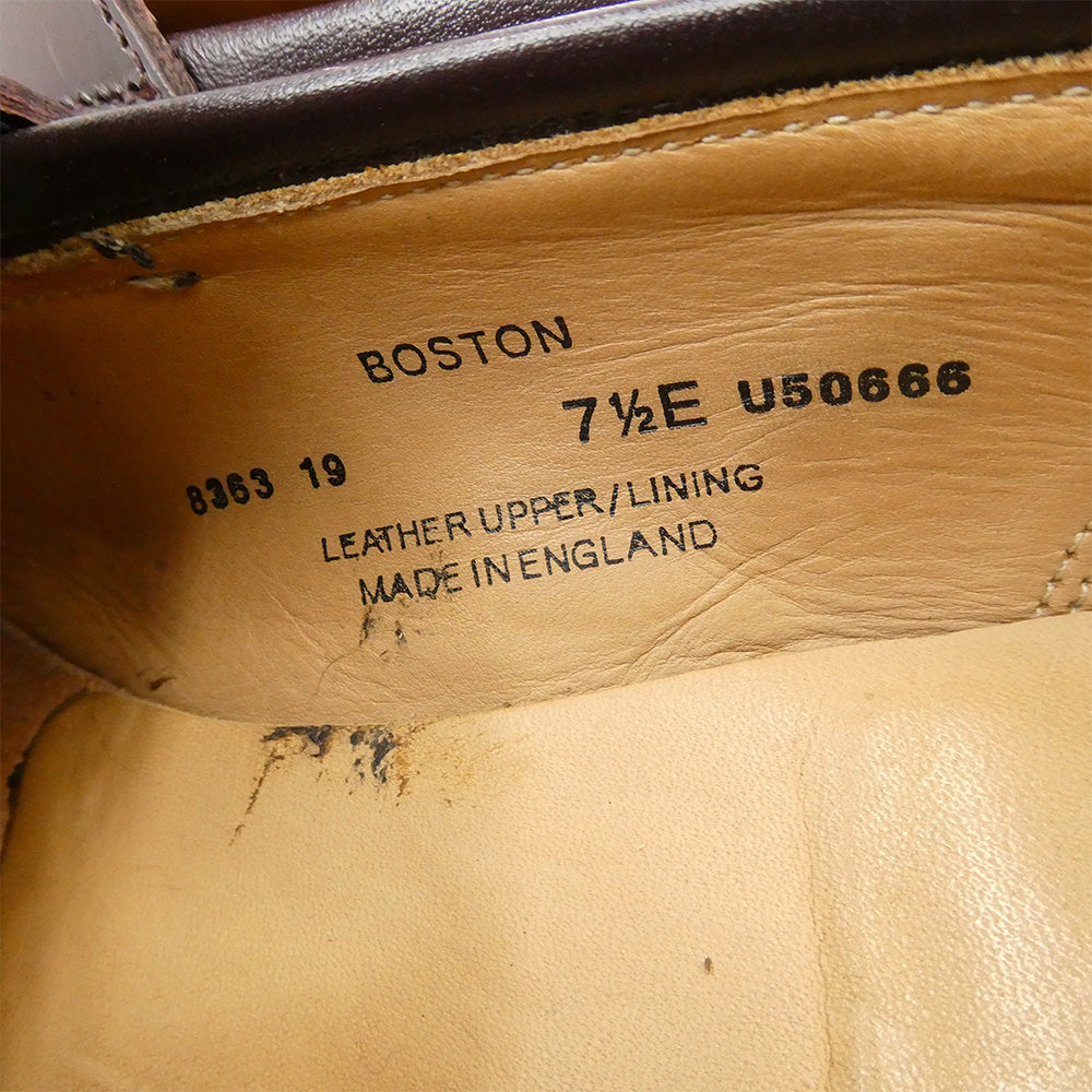 CROCKETT&JONES クロケットアンドジョーンズ BOSTON ボストン 純正シューツリー付属 314ラスト レザーソール バーガンディ カーフ レザーシューズ ブラウン系 7 1/2 E【中古】