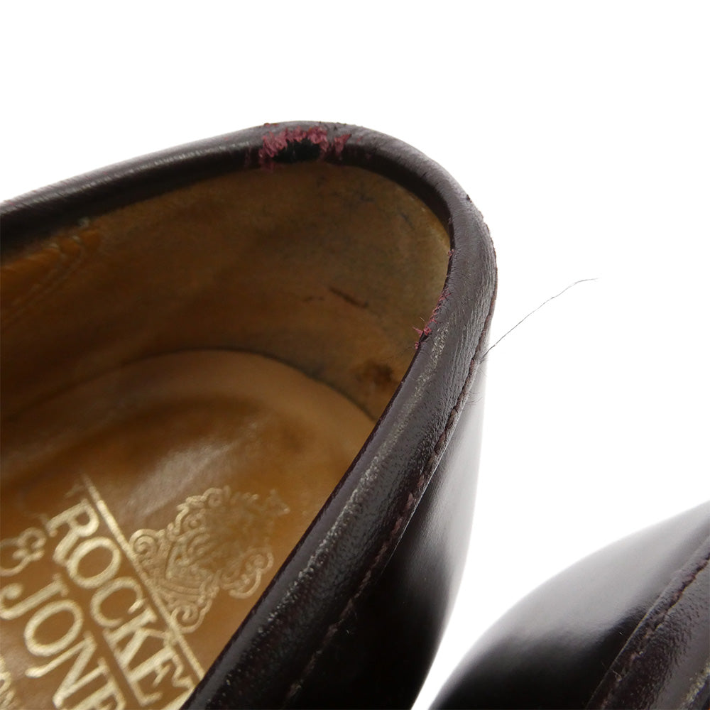 CROCKETT&JONES クロケットアンドジョーンズ BOSTON ボストン 純正シューツリー付属 314ラスト レザーソール バーガンディ カーフ レザーシューズ ブラウン系 7 1/2 E【中古】