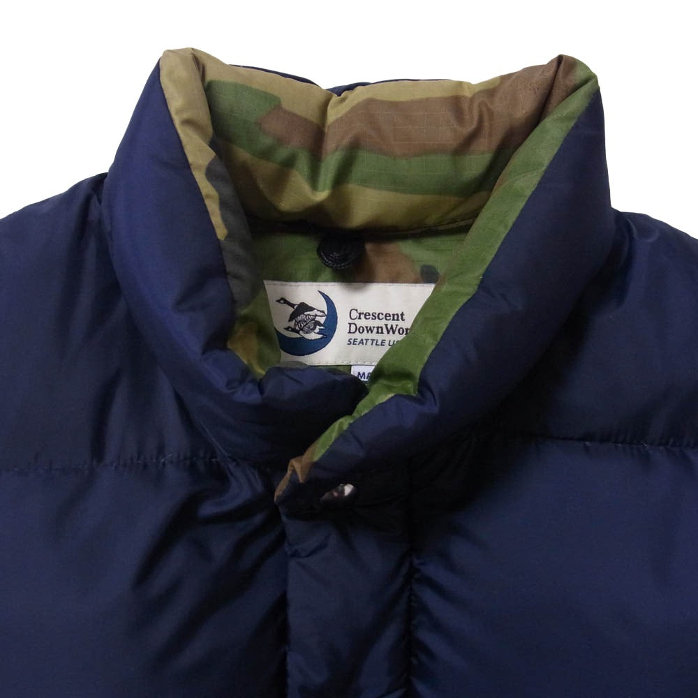 Crescent Down Works クレセントダウンワークス USA製 ダブルジップ ダウン ベスト ネイビー系 S【中古】