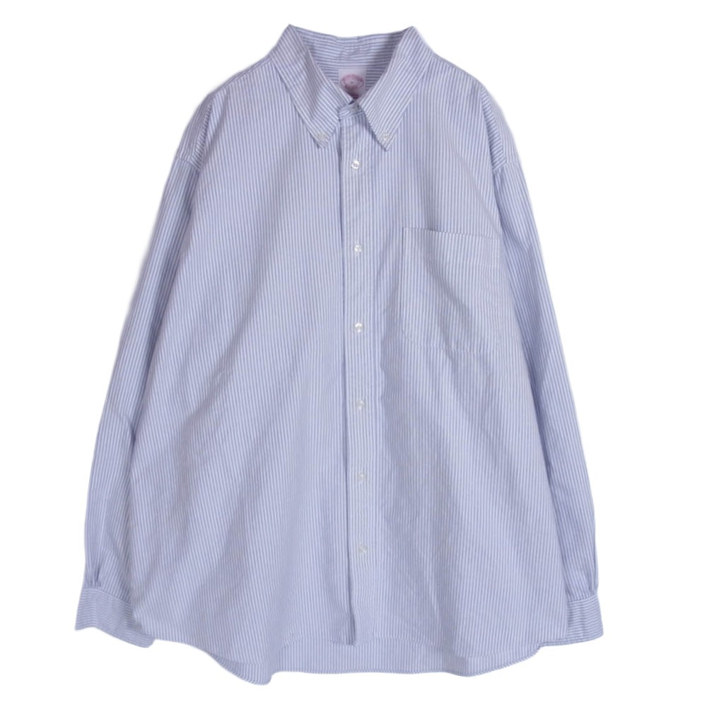 Brooks Brothers ブルックスブラザーズ オックスフォード ボタンダウン キャンディストライプ 長袖 フライデー シャツ ライトブルー系 XL【中古】