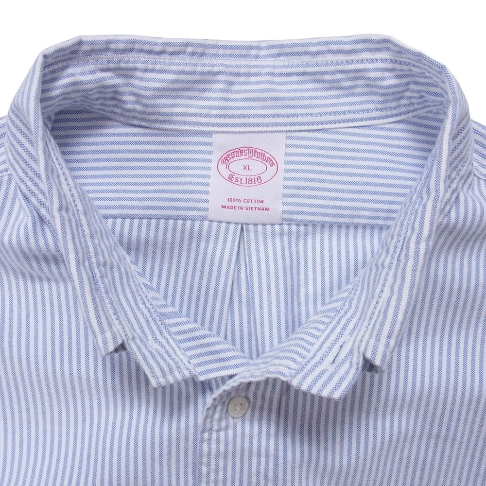 Brooks Brothers ブルックスブラザーズ オックスフォード ボタンダウン キャンディストライプ 長袖 フライデー シャツ ライトブルー系 XL【中古】