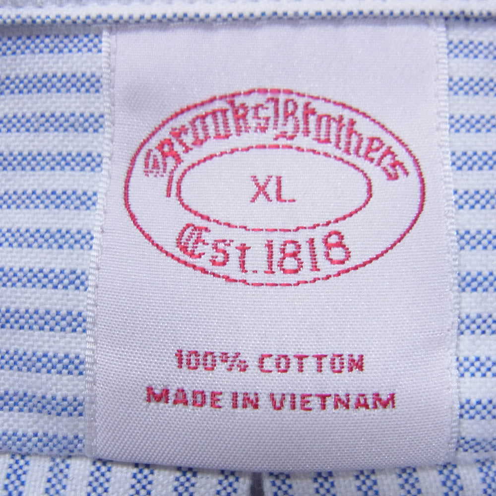 Brooks Brothers ブルックスブラザーズ オックスフォード ボタンダウン キャンディストライプ 長袖 フライデー シャツ ライトブルー系 XL【中古】