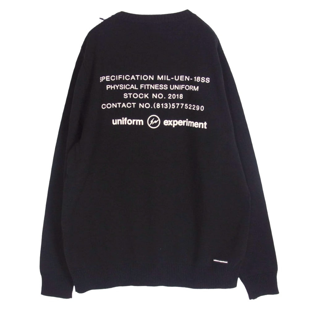 uniform experiment ユニフォームエクスペリメント 18SS UE-180086 UEN PHYSICAL FITNESS CREW NECK KNIT フィジカルフィットネス クルーネック ニット セーター ブラック系 2【美品】【中古】