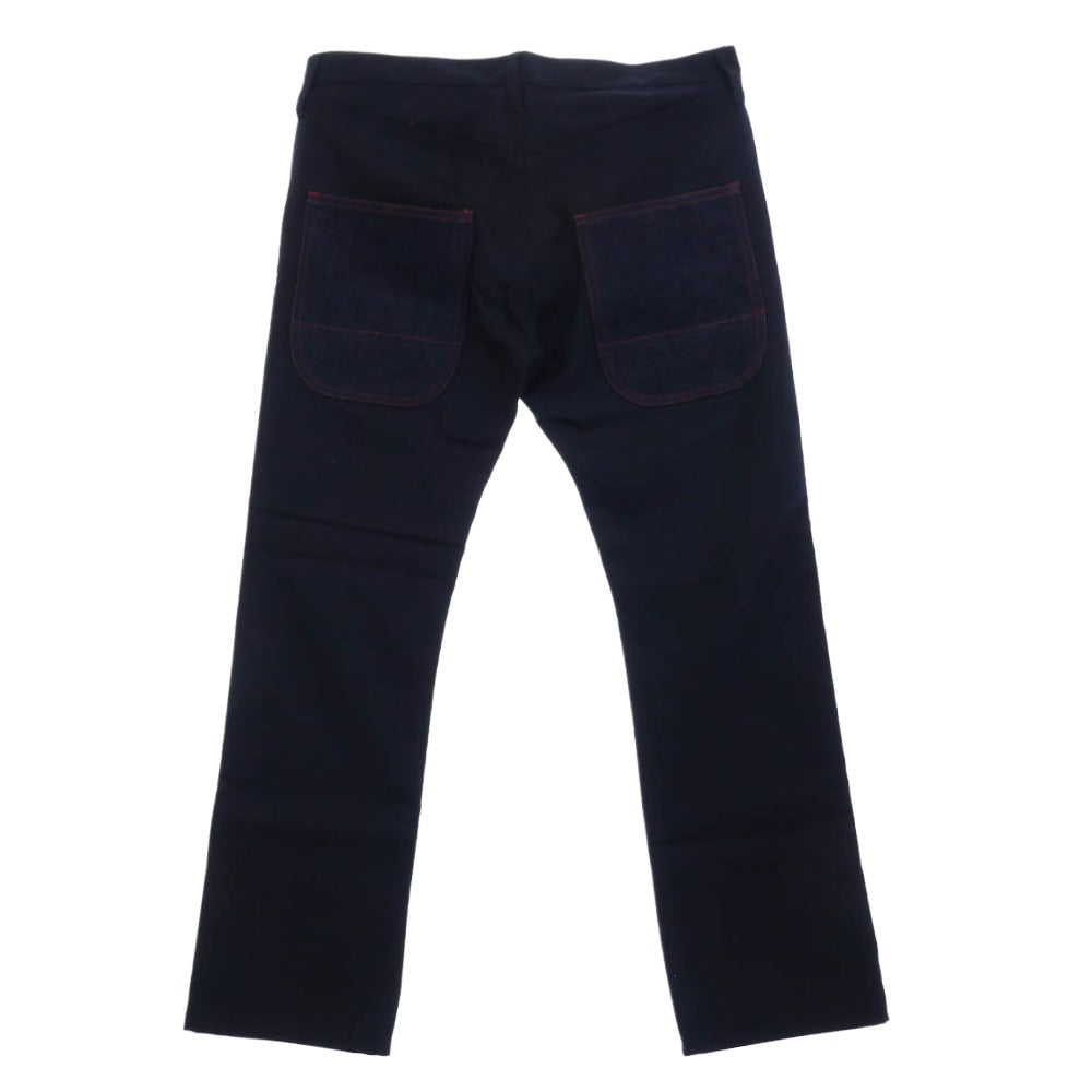 JUNYA WATANABE COMME des GARCONS MAN ジュンヤワタナベコムデギャルソンマン AD2014 WN-P014 デニムポケット切替 ウール スラックスパンツ ネイビー系 L【美品】【中古】