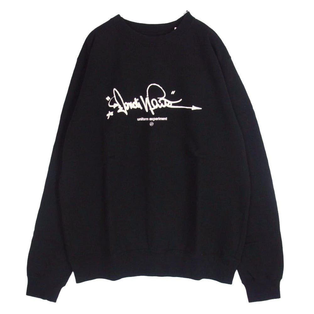 uniform experiment ユニフォームエクスペリメント 22SS UE-220004 DONDI WHITE SIGNATURE CREWNECK SWEAT ドンディ ホワイト シグネチャー クルーネック スウェット トレーナー ブラック系 2【美品】【中古】