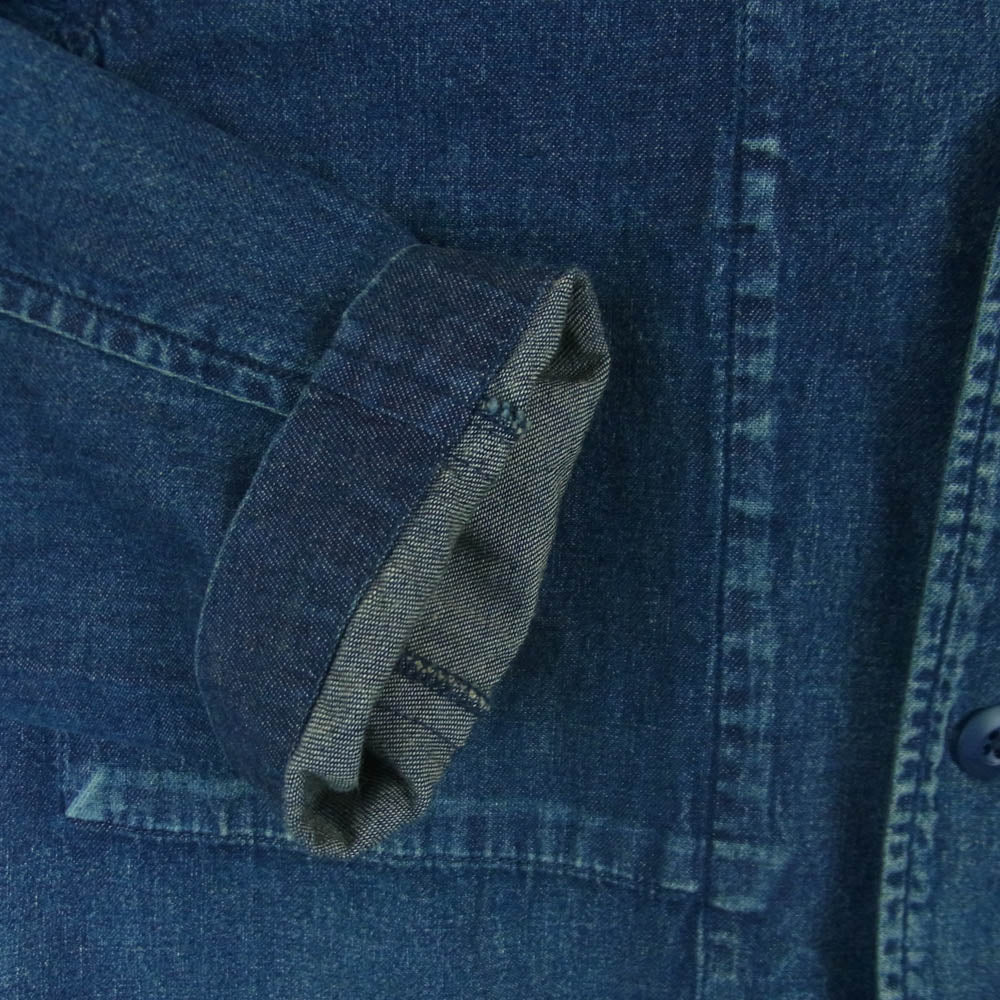 uniform experiment ユニフォームエクスペリメント 19AW UE-192042 DAMAGED SHOP COAT ウォッシュ加工 8オンス デニム ステンカラー コート インディゴブルー系 1【中古】