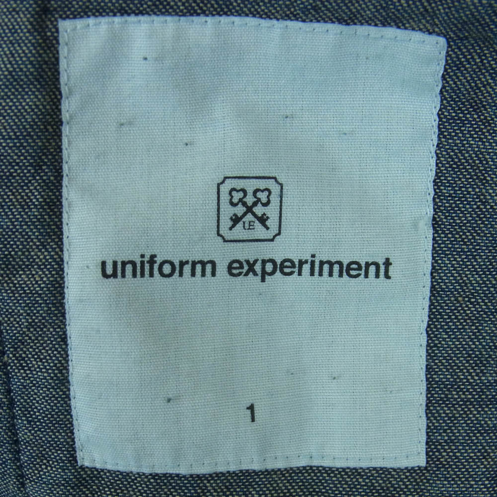 uniform experiment ユニフォームエクスペリメント 19AW UE-192042 DAMAGED SHOP COAT ウォッシュ加工 8オンス デニム ステンカラー コート インディゴブルー系 1【中古】