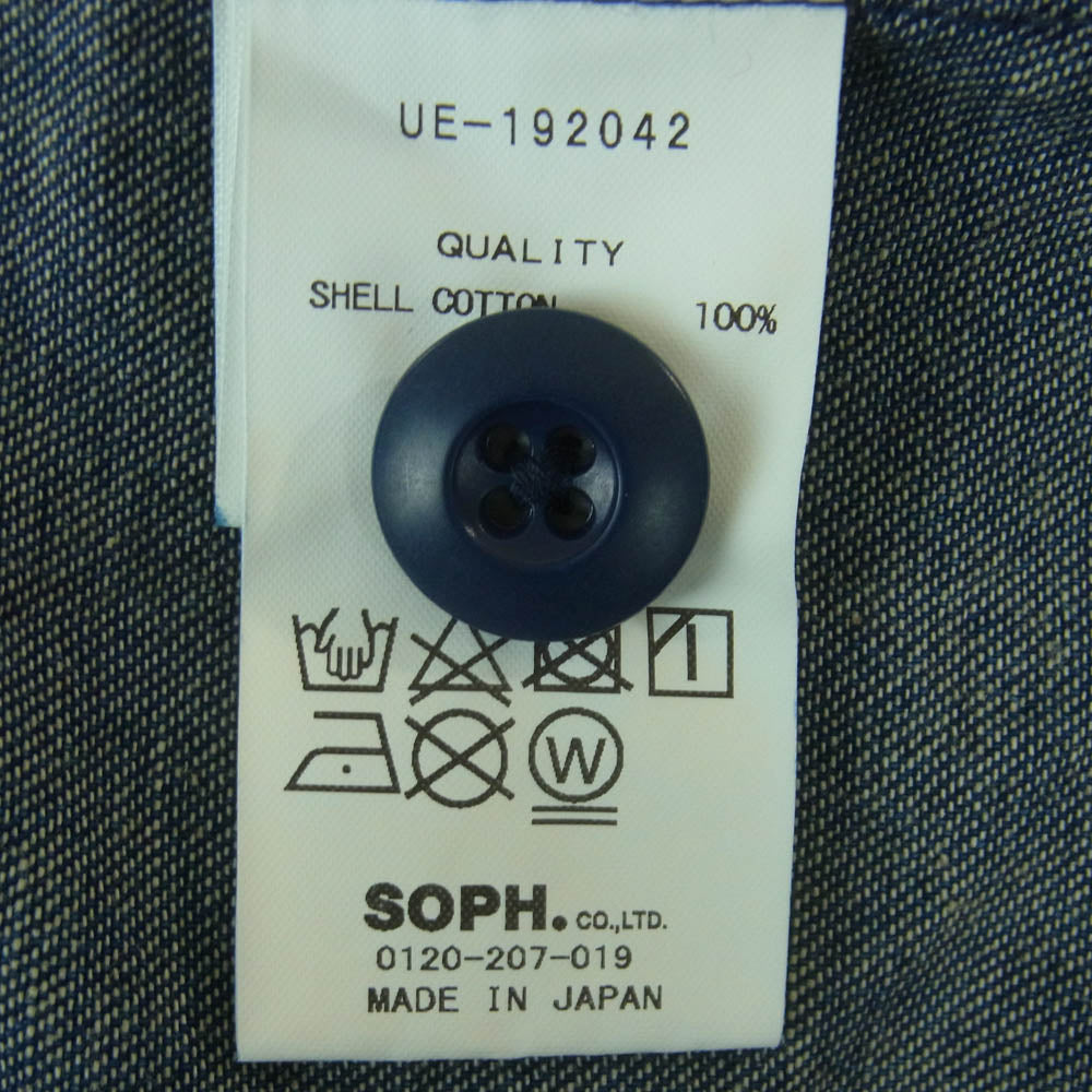 uniform experiment ユニフォームエクスペリメント 19AW UE-192042 DAMAGED SHOP COAT ウォッシュ加工 8オンス デニム ステンカラー コート インディゴブルー系 1【中古】