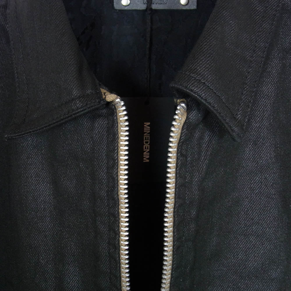 MINEDENIM マインデニム 24AW 2410-8004-99-032 Black Coating Denim Riders JKT コーティング デニム ライダース ジャケット ブラック系 3【美品】【中古】