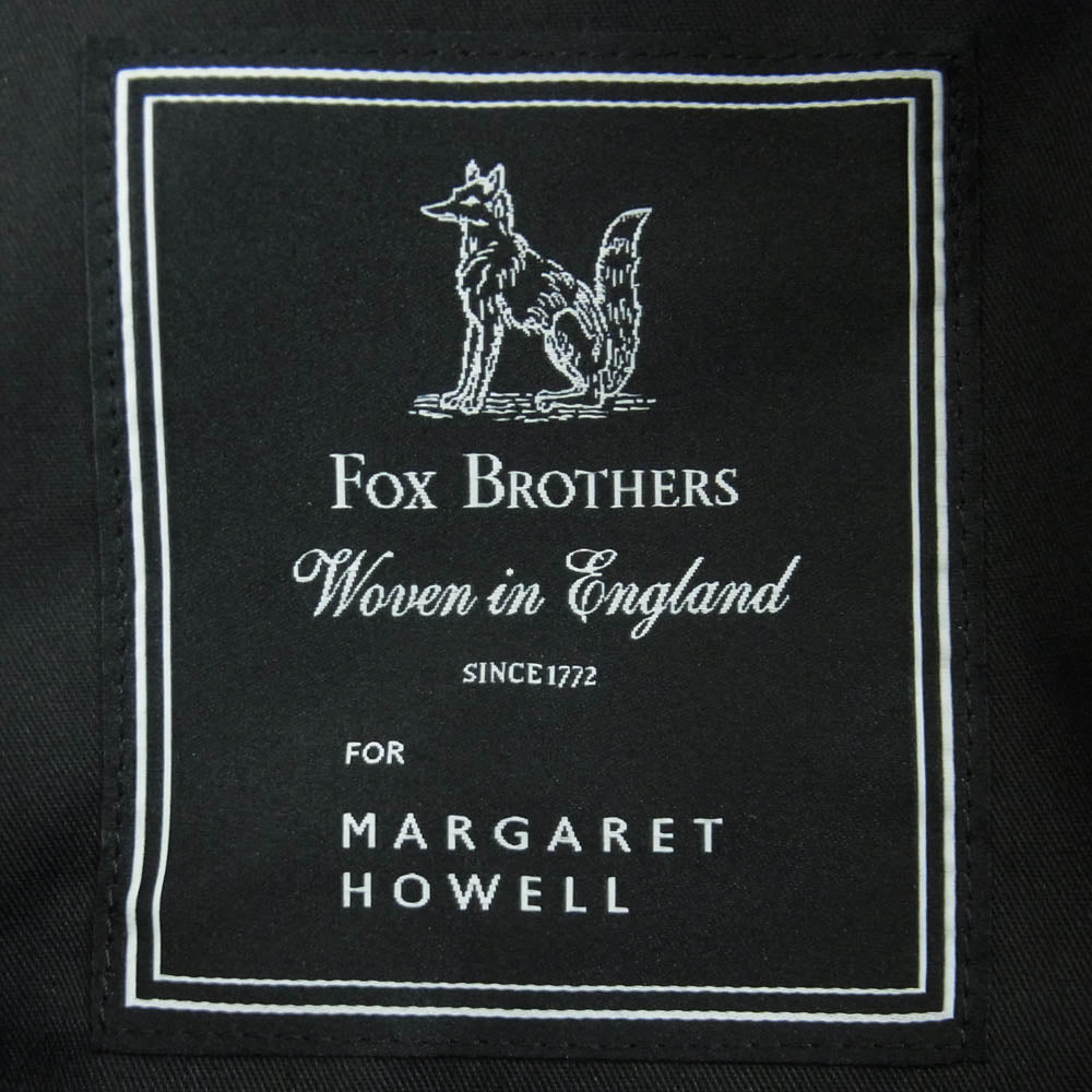 MARGARET HOWELL マーガレットハウエル 579-4140007 WIDE STRIPE FINE WOOL ワイド ストライプ FOX BROTHERS社製 ファインウール トラウザーズ パンツ ブラック系 L【新古品】【未使用】【中古】