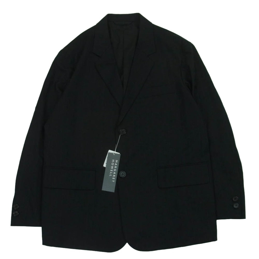 MARGARET HOWELL マーガレットハウエル 579-4120007 WIDE STRIPE FINE WOOL ワイド ストライプ FOX BROTHERS社製 ファインウール テーラード ジャケット ブラック系 L【新古品】【未使用】【中古】