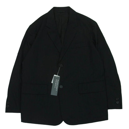 MARGARET HOWELL マーガレットハウエル 579-4120007 WIDE STRIPE FINE WOOL ワイド ストライプ FOX BROTHERS社製 ファインウール テーラード ジャケット ブラック系 L【新古品】【未使用】【中古】