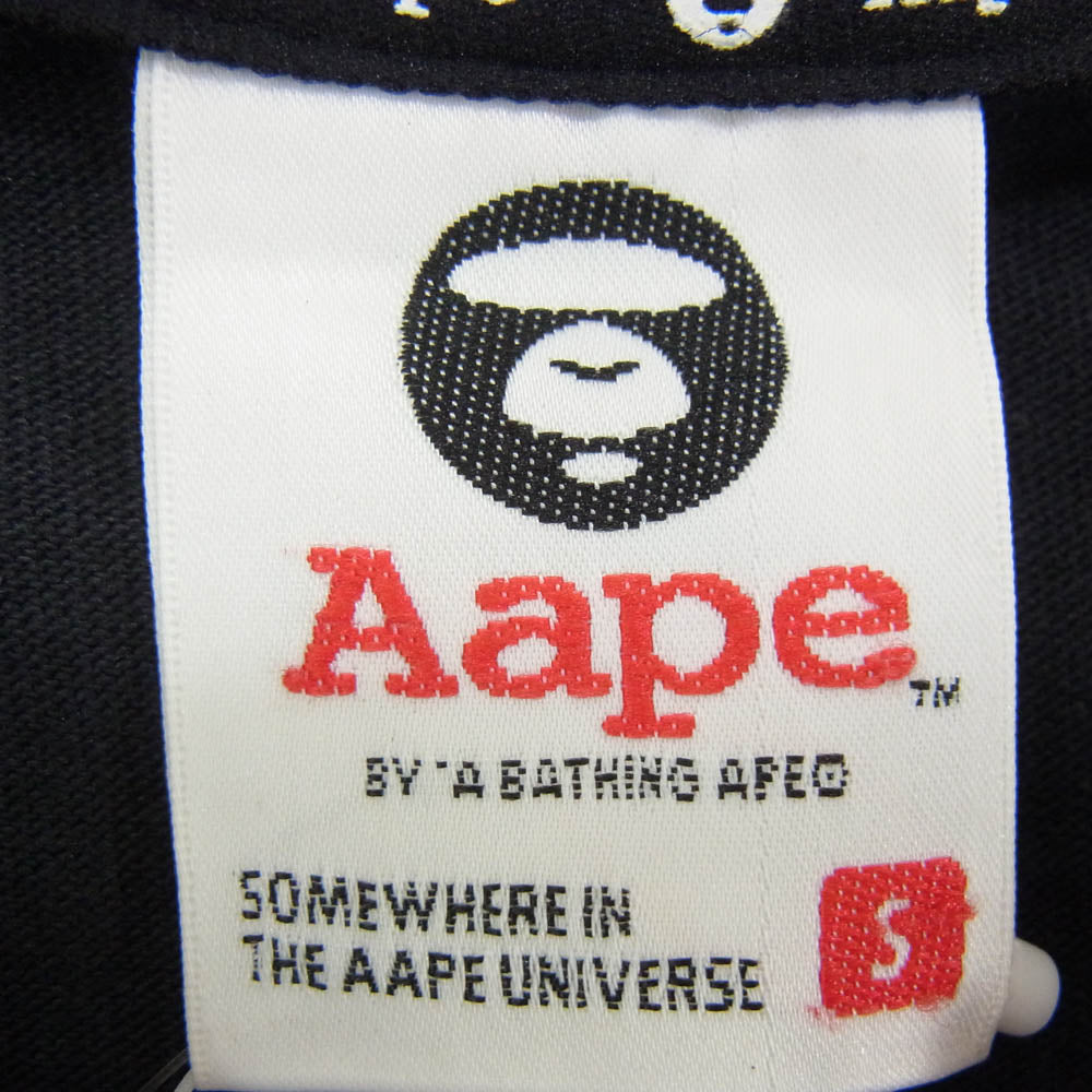A BATHING APE アベイシングエイプ AAPTEM9252XXA × AAPE BY A BATHING エーエイプバイアベイシングエイプ バックプリント Tシャツ 半袖カットソー ブラック系 S【極上美品】【中古】