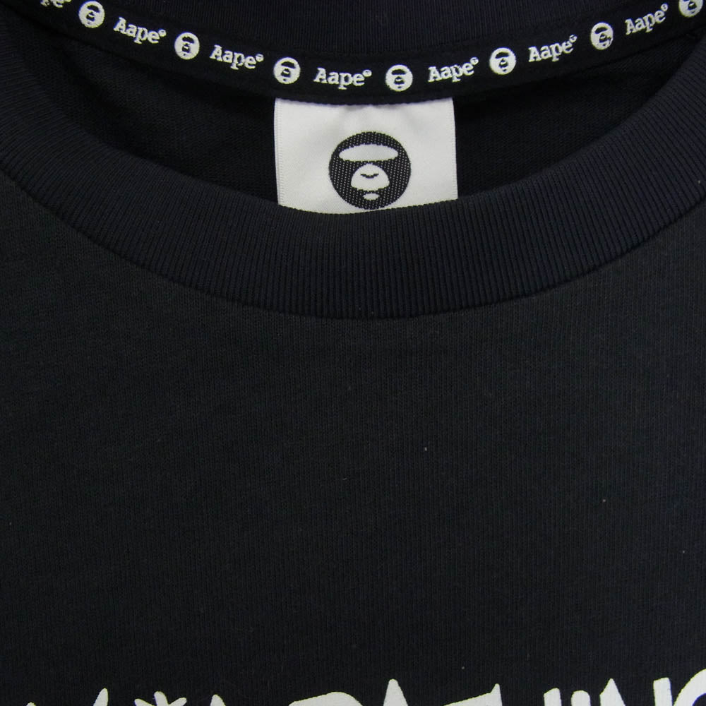 A BATHING APE アベイシングエイプ AAPTEM9252XXA × AAPE BY A BATHING エーエイプバイアベイシングエイプ バックプリント Tシャツ 半袖カットソー ブラック系 M【極上美品】【中古】