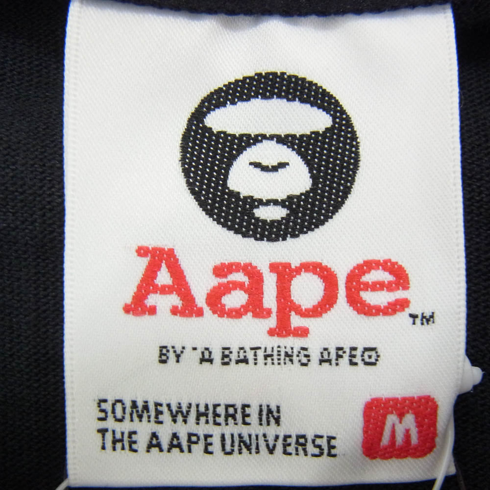 A BATHING APE アベイシングエイプ AAPTEM9252XXA × AAPE BY A BATHING エーエイプバイアベイシングエイプ バックプリント Tシャツ 半袖カットソー ブラック系 M【極上美品】【中古】