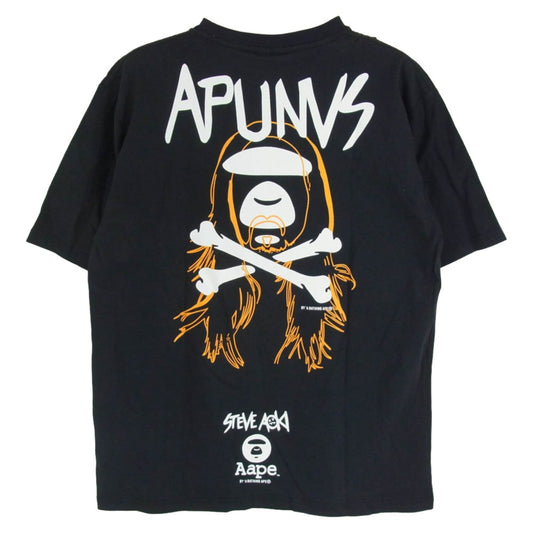 A BATHING APE アベイシングエイプ AAPTEM9252XXA × AAPE BY A BATHING エーエイプバイアベイシングエイプ バックプリント Tシャツ 半袖カットソー ブラック系 L【中古】