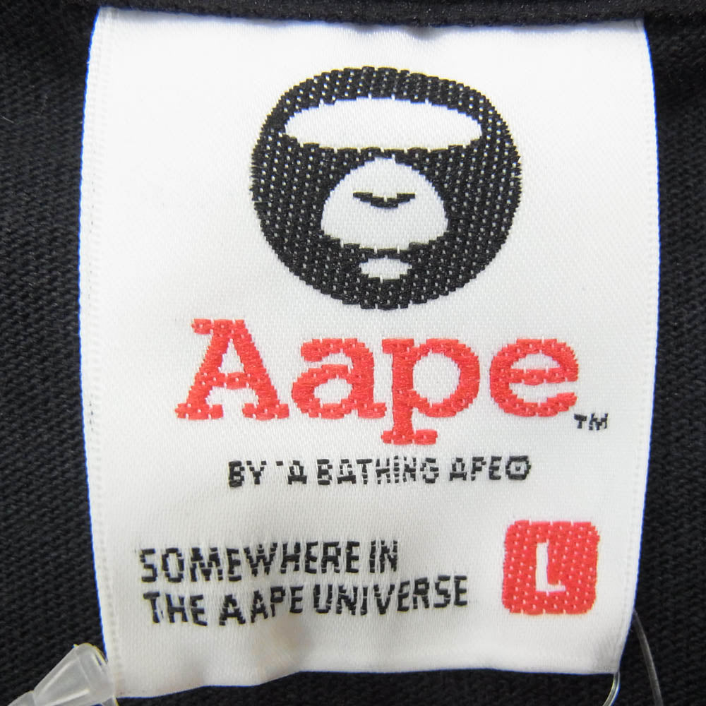A BATHING APE アベイシングエイプ AAPTEM9252XXA × AAPE BY A BATHING エーエイプバイアベイシングエイプ バックプリント Tシャツ 半袖カットソー ブラック系 L【中古】