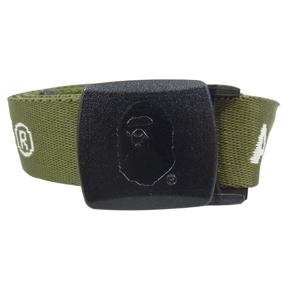 A BATHING APE アベイシングエイプ ロゴデザイン ガチャ ベルト カーキ系【中古】