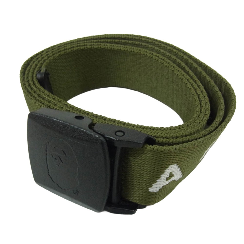 A BATHING APE アベイシングエイプ ロゴデザイン ガチャ ベルト カーキ系【中古】