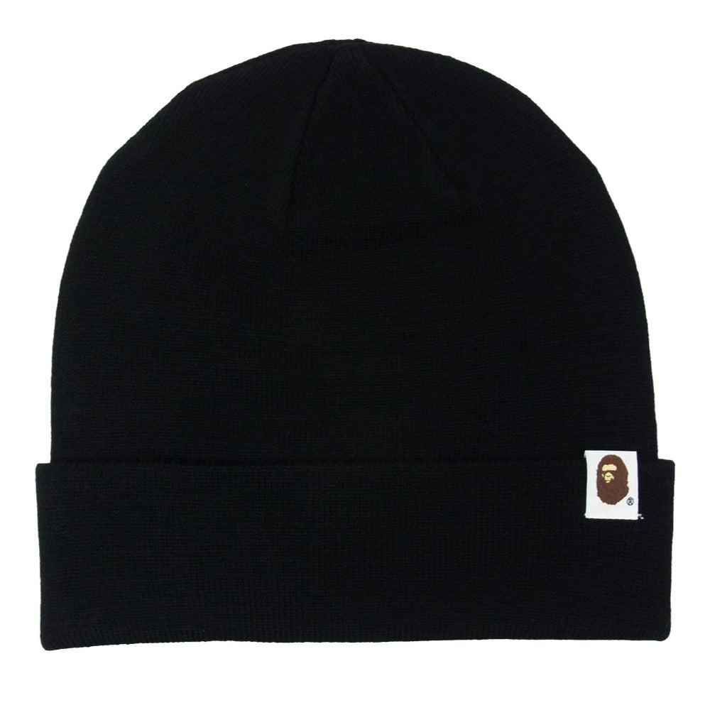 A BATHING APE アベイシングエイプ 001GDM201002H BAPE ロゴ刺繍 ビーニー ニット キャップ 帽子 ブラック系 F【新古品】【未使用】【中古】