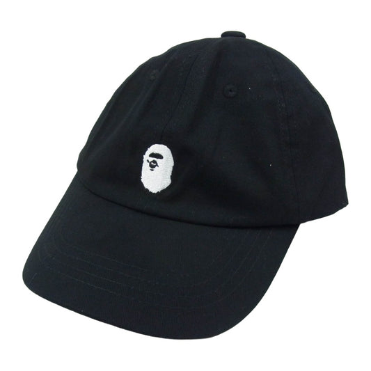 A BATHING APE アベイシングエイプ 001GDM201001H ロゴ刺繍 コットン キャップ 帽子 ブラック系【新古品】【未使用】【中古】