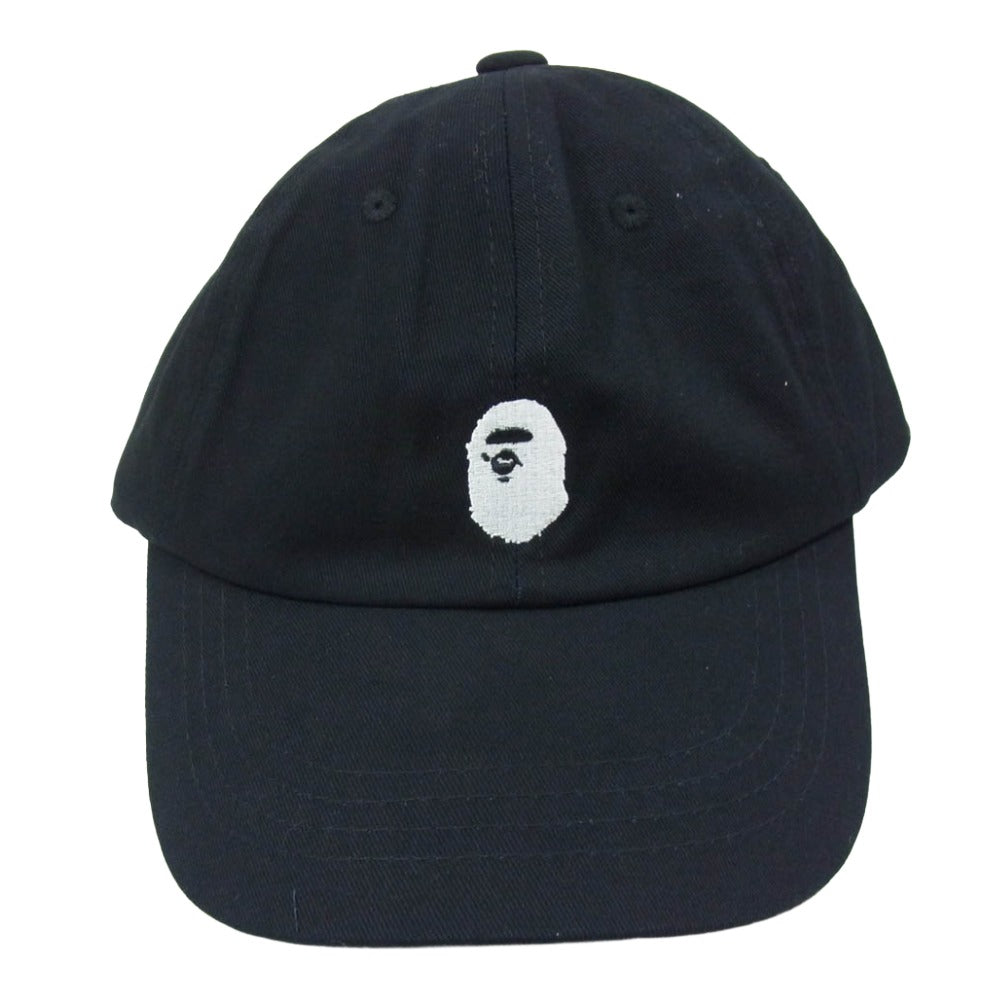A BATHING APE アベイシングエイプ 001GDM201001H ロゴ刺繍 コットン キャップ 帽子 ブラック系【新古品】【未使用】【中古】