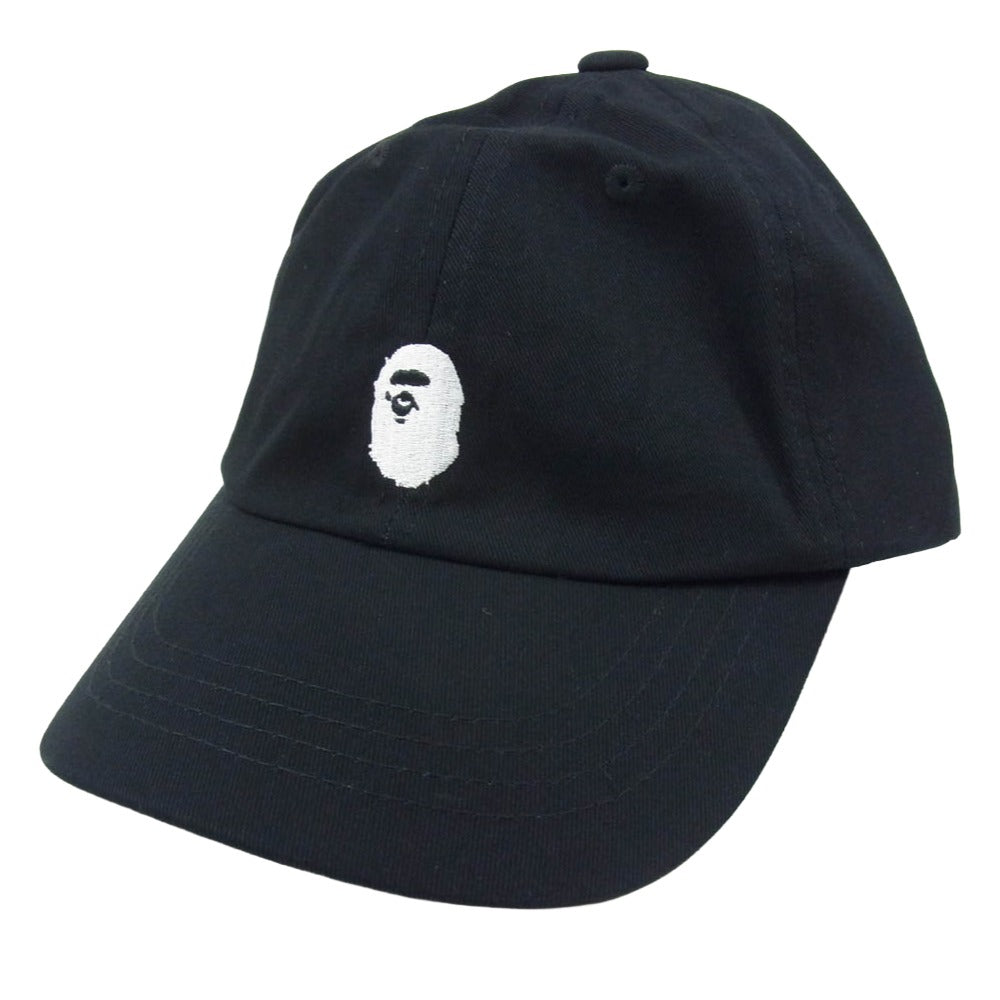 A BATHING APE アベイシングエイプ 001GDM201001H ロゴ刺繍 コットン キャップ 帽子 ブラック系【新古品】【未使用】【中古】