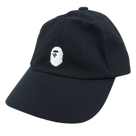 A BATHING APE アベイシングエイプ 001GDM201001H ロゴ刺繍 コットン キャップ 帽子 ブラック系【新古品】【未使用】【中古】