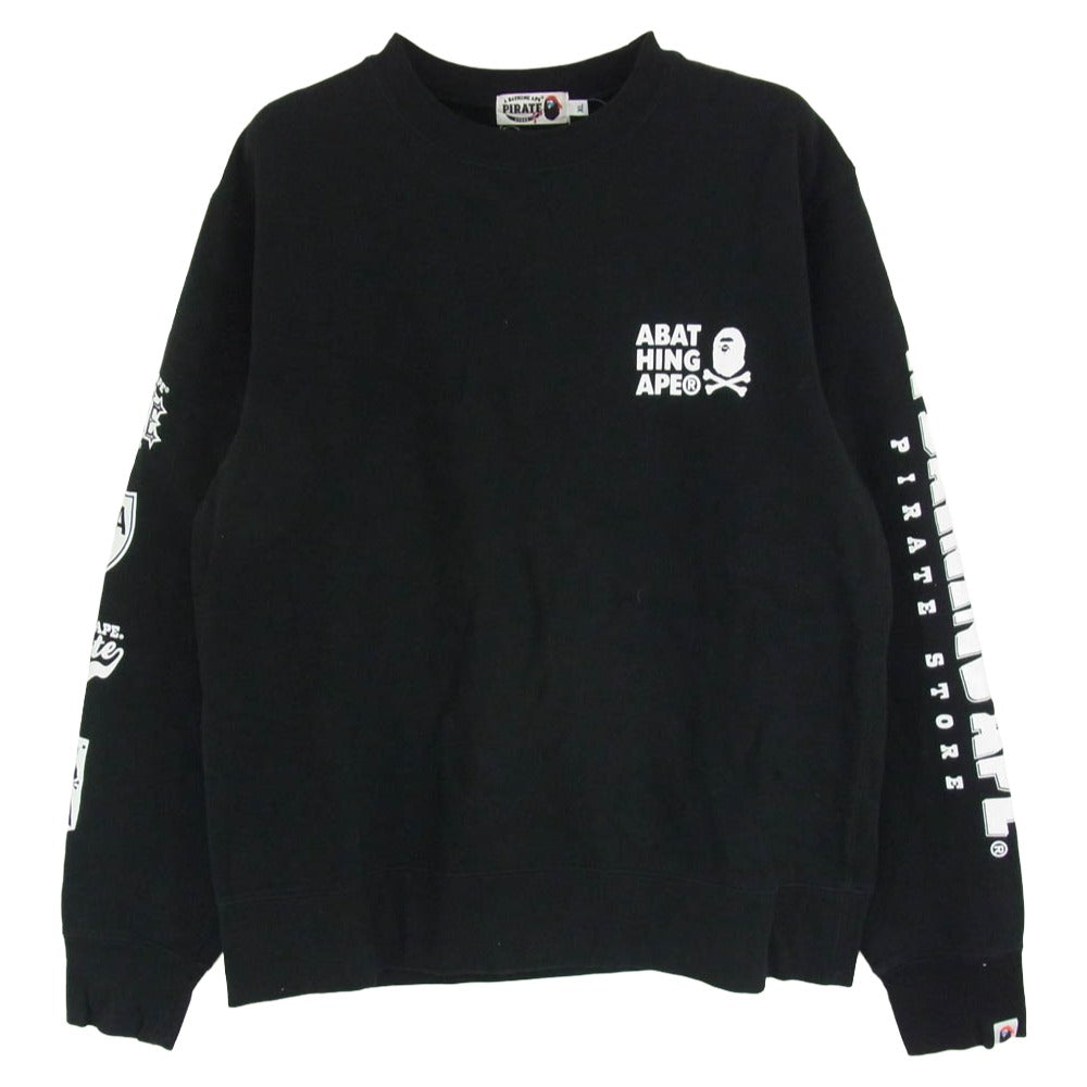 A BATHING APE アベイシングエイプ 004SWI201001M PIRATE パイレーツ アームプリント スウェット ブラック系 XL【中古】